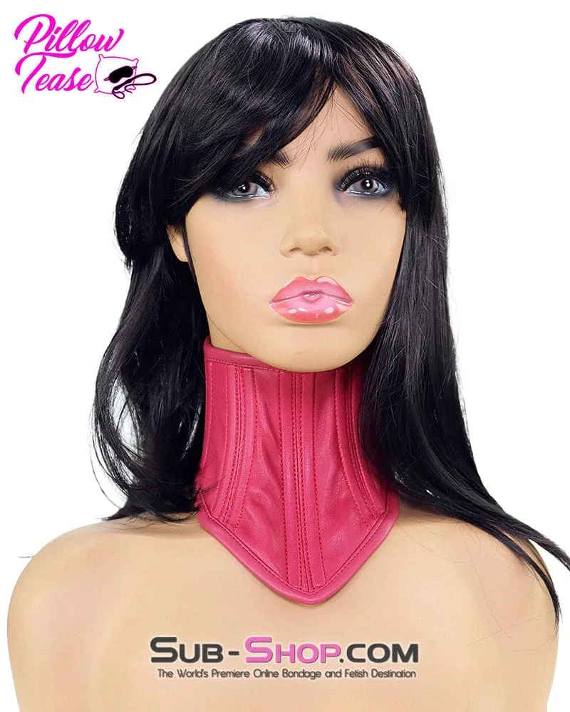 2771DL      Locking Pink Neck Corset Posture Training Slave Bondage Collar