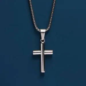 316L Stainless Steel Medium Bamboo Cross Necklace - 18in