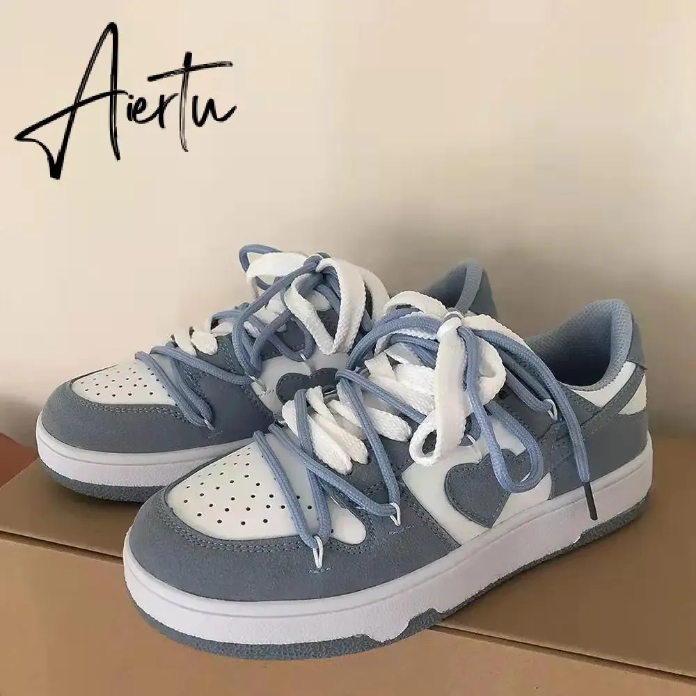 Aiertu  Original Women Blue Love Designer Classic Breathable Canvas Casual Sneakers Female Outdoor Walk Tennis Little White Shoes