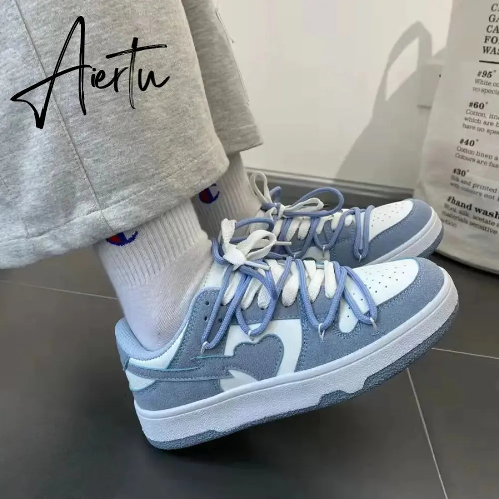 Aiertu  Original Women Blue Love Designer Classic Breathable Canvas Casual Sneakers Female Outdoor Walk Tennis Little White Shoes