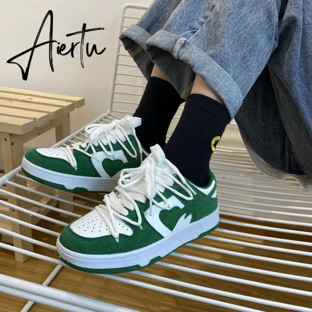 Aiertu  Original Women Blue Love Designer Classic Breathable Canvas Casual Sneakers Female Outdoor Walk Tennis Little White Shoes