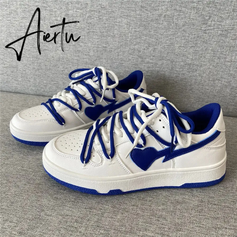 Aiertu  Original Women Blue Love Designer Classic Breathable Canvas Casual Sneakers Female Outdoor Walk Tennis Little White Shoes