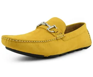 Amali Walken 2 Men's Suede Driving Loafers Mustard Yellow