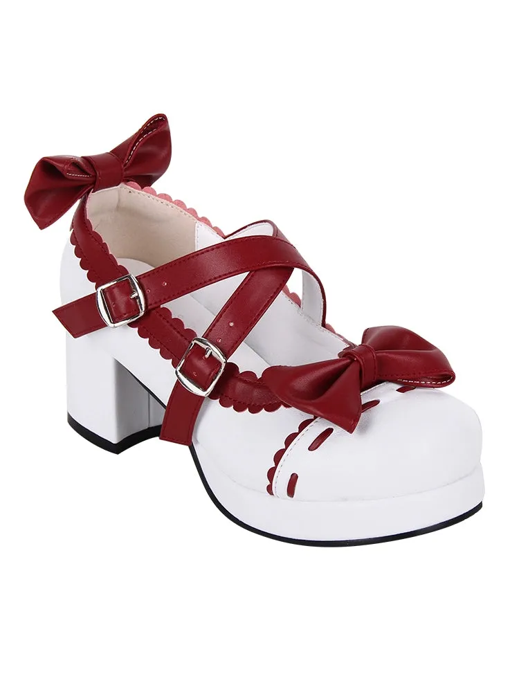 Angelic imprint~Elegant Lolita Shoes Round Toe Bow Shoe for Tea Party