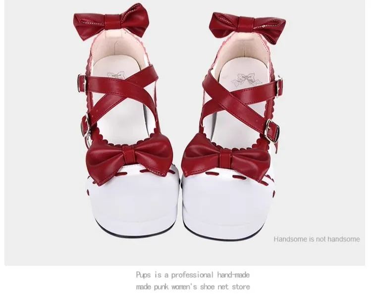 Angelic imprint~Elegant Lolita Shoes Round Toe Bow Shoe for Tea Party