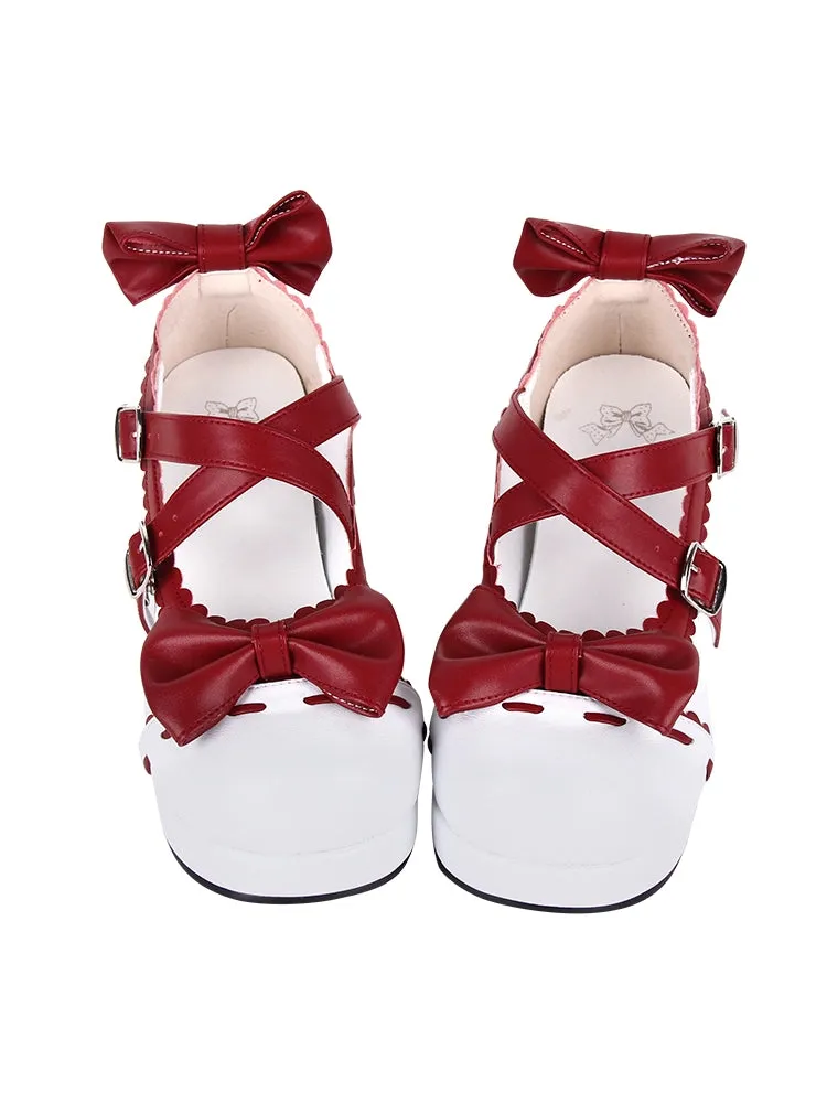 Angelic imprint~Elegant Lolita Shoes Round Toe Bow Shoe for Tea Party