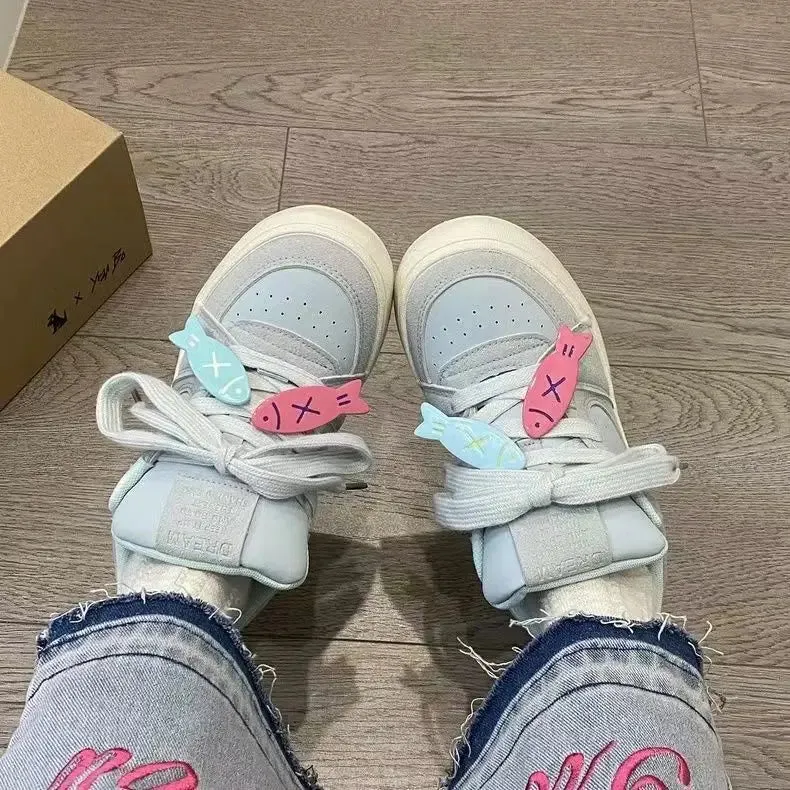 binfenxie  -  Blue Fish Kawaii Sports Shoes Women's Sneakers Casual Flats Vintage Tennis Female Vulcanize Cute Korean Footwear