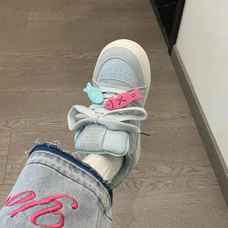 binfenxie  -  Blue Fish Kawaii Sports Shoes Women's Sneakers Casual Flats Vintage Tennis Female Vulcanize Cute Korean Footwear