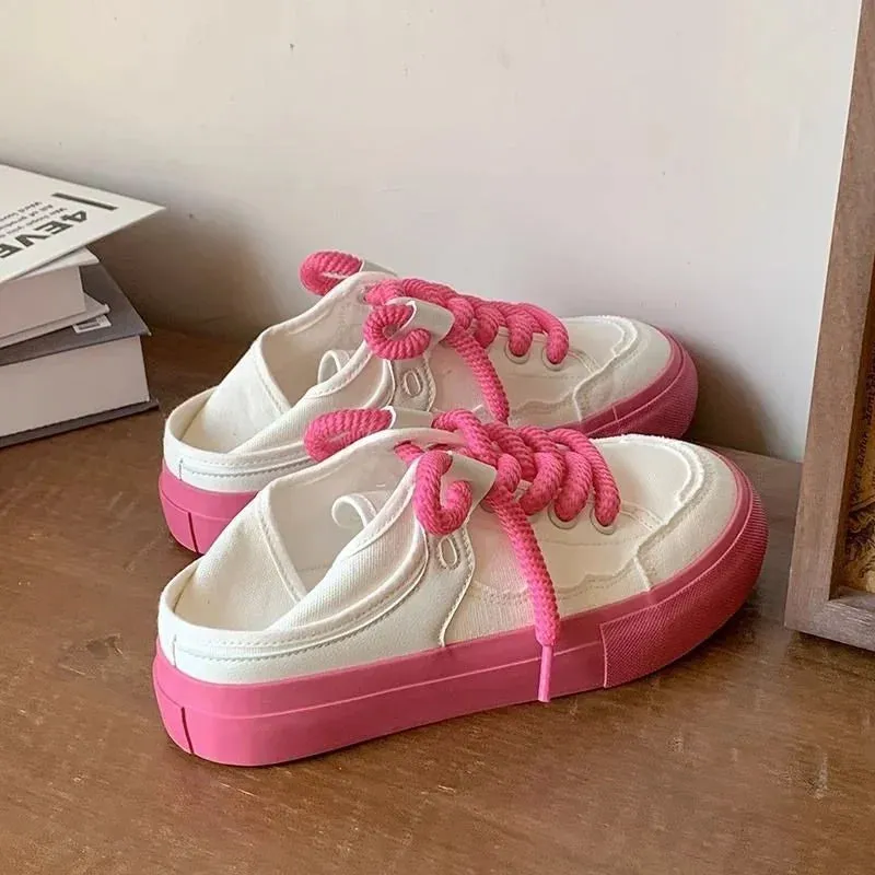 binfenxie  - Canvas Shoes Casual Platform Sneakers Women Vintage Vulcanize White Korean Designer Flats Tennis Female Footwear