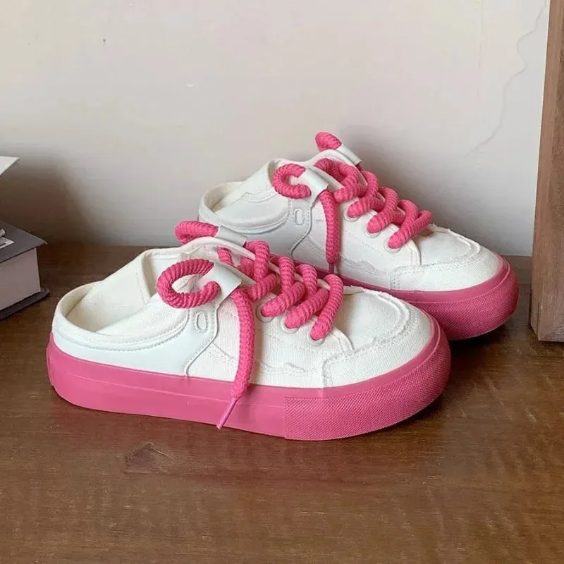binfenxie  - Canvas Shoes Casual Platform Sneakers Women Vintage Vulcanize White Korean Designer Flats Tennis Female Footwear