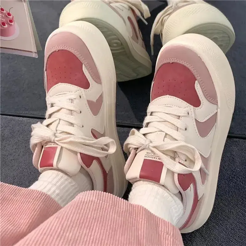 binfenxie  -  Platform Sneakers Spring Korean Casual Women's Sports Shoes Pink Kawaii Tennis Female Flats Harajuku Vulcanize
