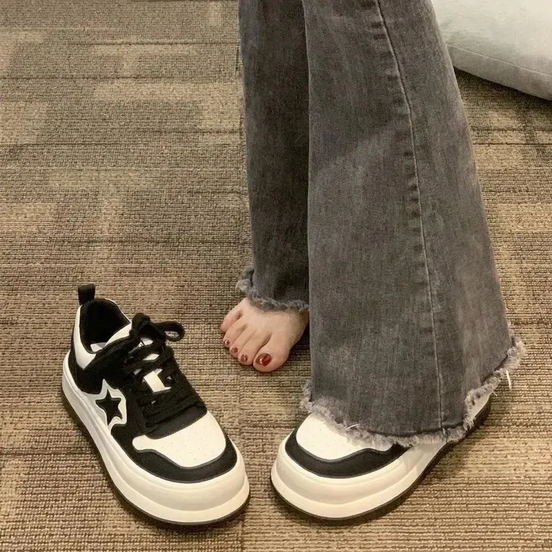 binfenxie  -  Vintage Platform Sneakers Spring Women's Sports Shoes Casual Flats Kawaii Black Brown Tennis Female Harajuku Vulcanize