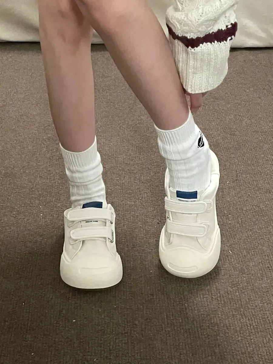 binfenxie  -  Woman Kawaii Vulcanize Sneakers White Canvas Shoes Casual Platform Tennis Female Flats Vintage Cute Korean Footwear Spring
