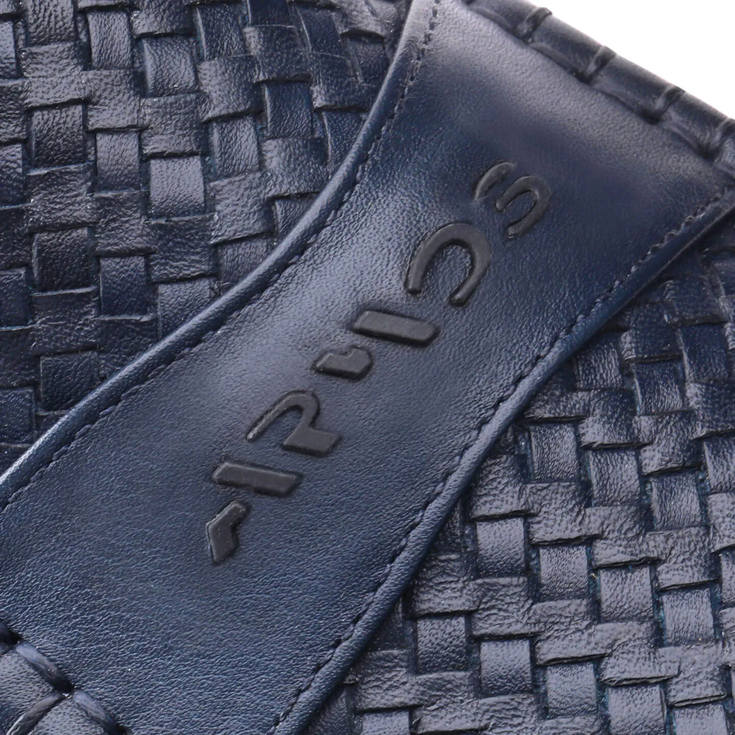 Blue woven moccasins