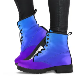 Combat Boots - Purple Ombre | Boho Shoes, Handmade Lace Up Boots, Vegan Leather Boots Women, Purple Boots for Women