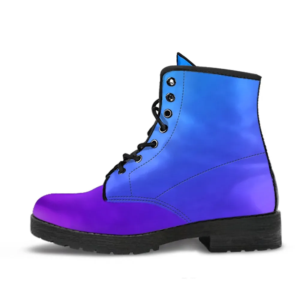 Combat Boots - Purple Ombre | Boho Shoes, Handmade Lace Up Boots, Vegan Leather Boots Women, Purple Boots for Women