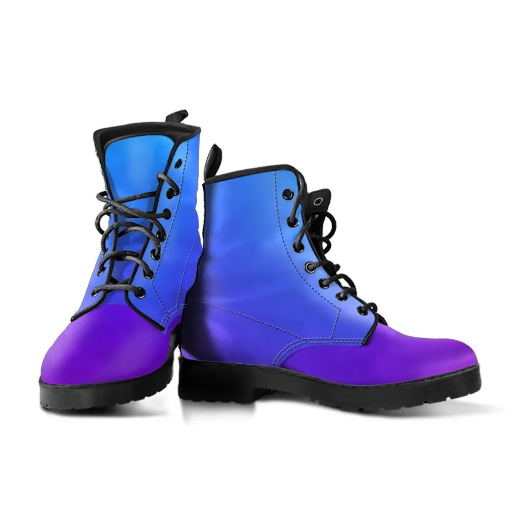 Combat Boots - Purple Ombre | Boho Shoes, Handmade Lace Up Boots, Vegan Leather Boots Women, Purple Boots for Women