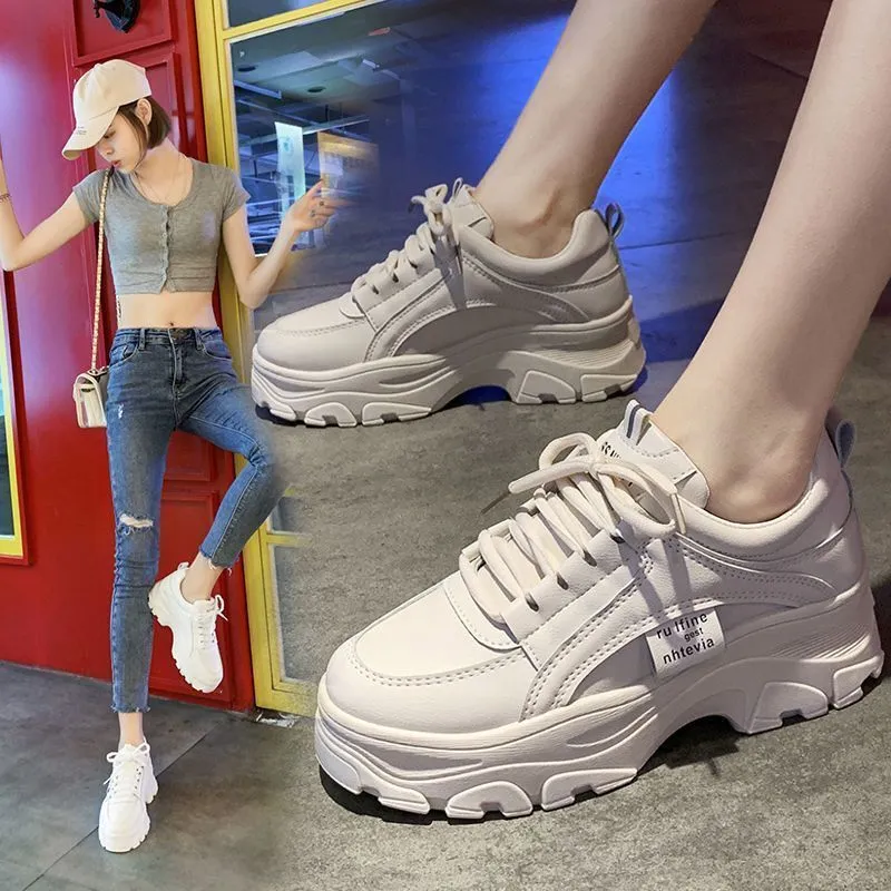 Daddy Shoes for Women - Chunky Sneakers, Breathable Mesh, Casual White Shoes, Spring & Summer Fashion