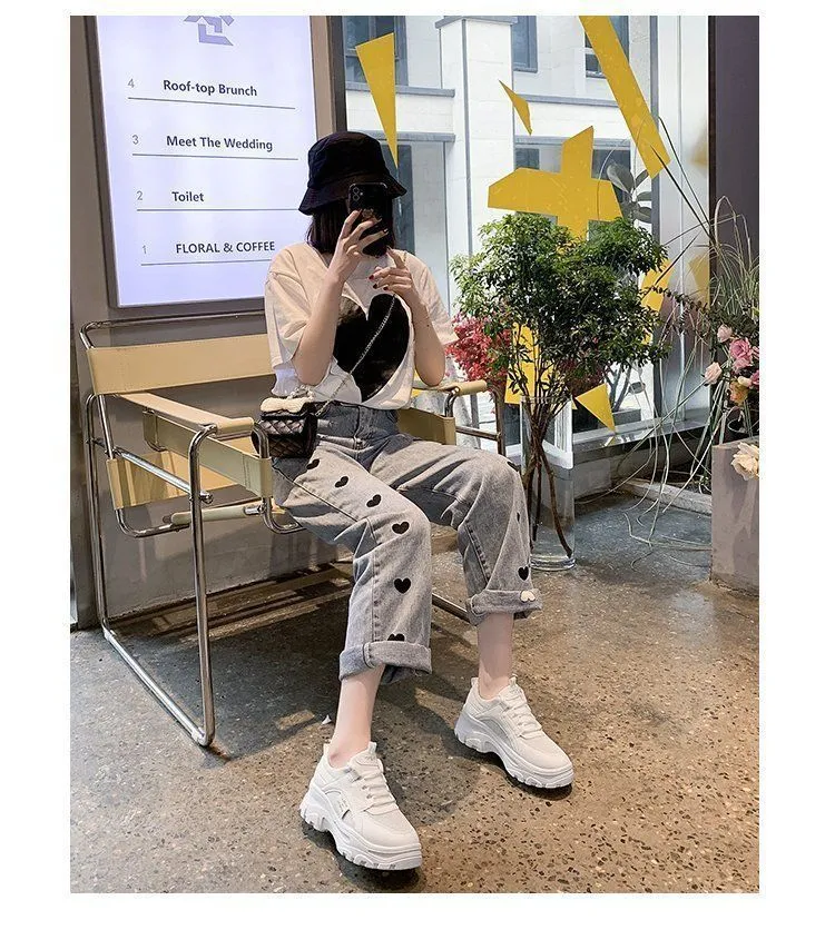 Daddy Shoes for Women - Chunky Sneakers, Breathable Mesh, Casual White Shoes, Spring & Summer Fashion