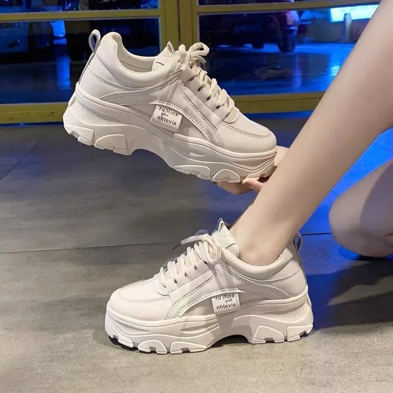 Daddy Shoes for Women - Chunky Sneakers, Breathable Mesh, Casual White Shoes, Spring & Summer Fashion