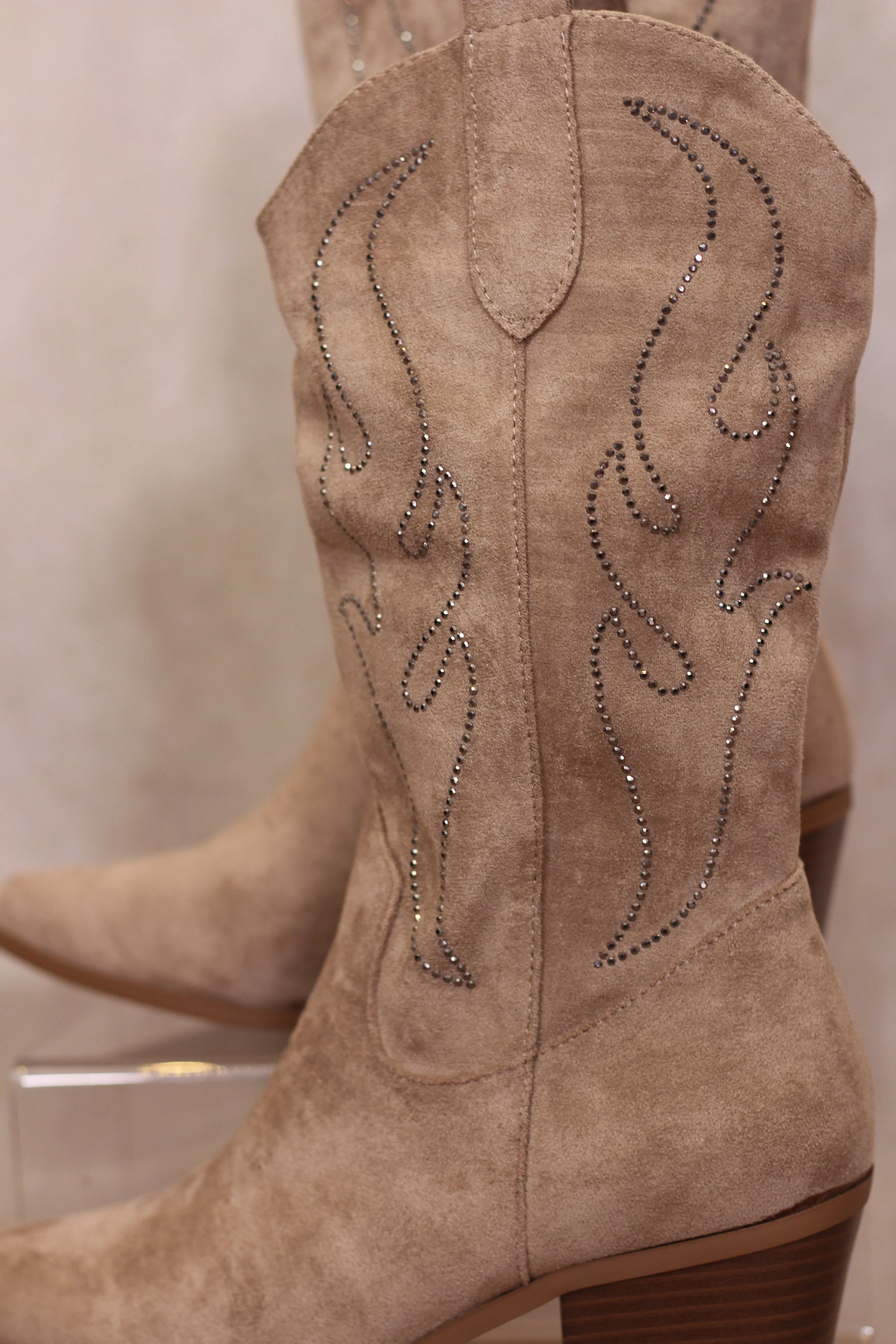 Diamante Mid Calf Western Boots