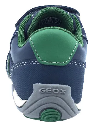 GEOX Boy's Arno Velcro Sneaker Tennis Shoes, Navy/Green