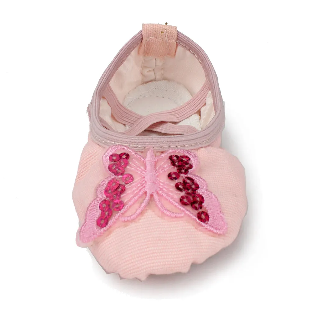 Girls Soft Canvas Butterfly Dance Slipper Ballet Shoe