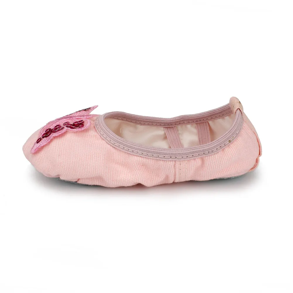 Girls Soft Canvas Butterfly Dance Slipper Ballet Shoe