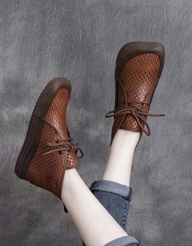 Handmade Square-toe Retro Hollow Spring Boots