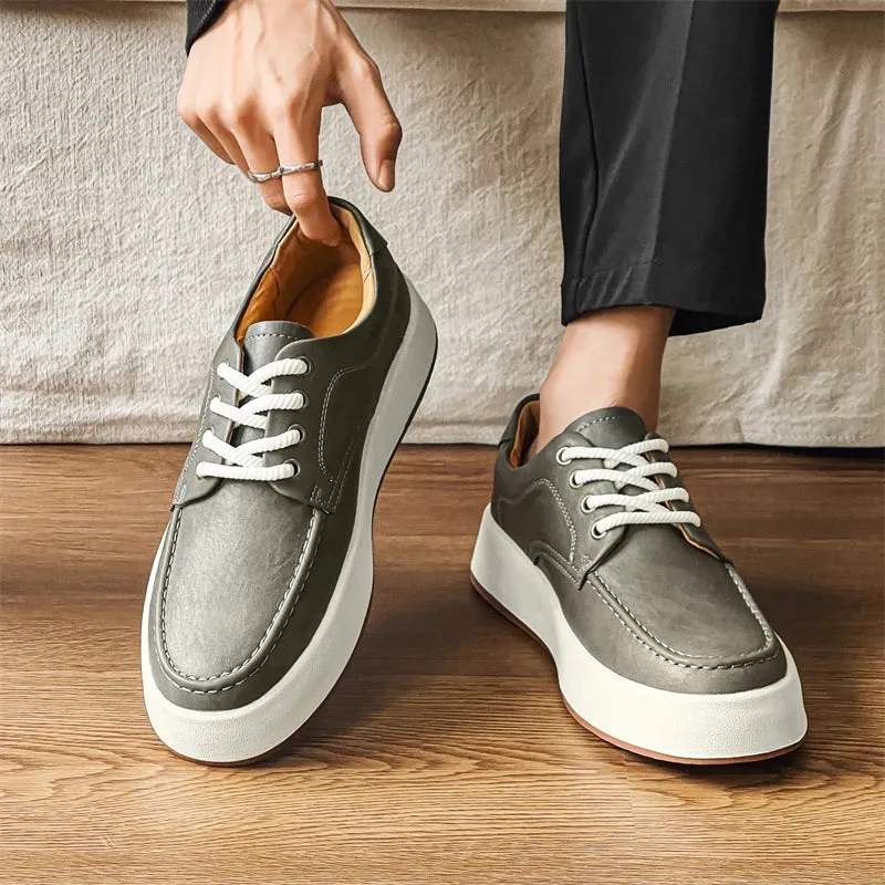 Hnzxzm New Brown Casual Shoes Classic Frosted Leather Men Soft Loafers Men Flats Comfortable Driving Shoes Lace Up Loafers Moccasins