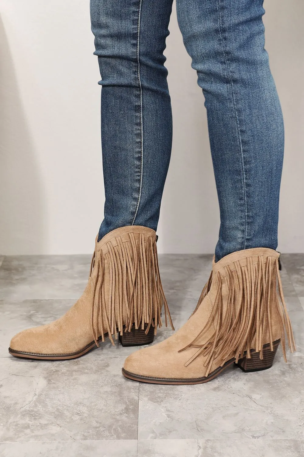 Legend Tan Fringe Cowboy Western Ankle Boots