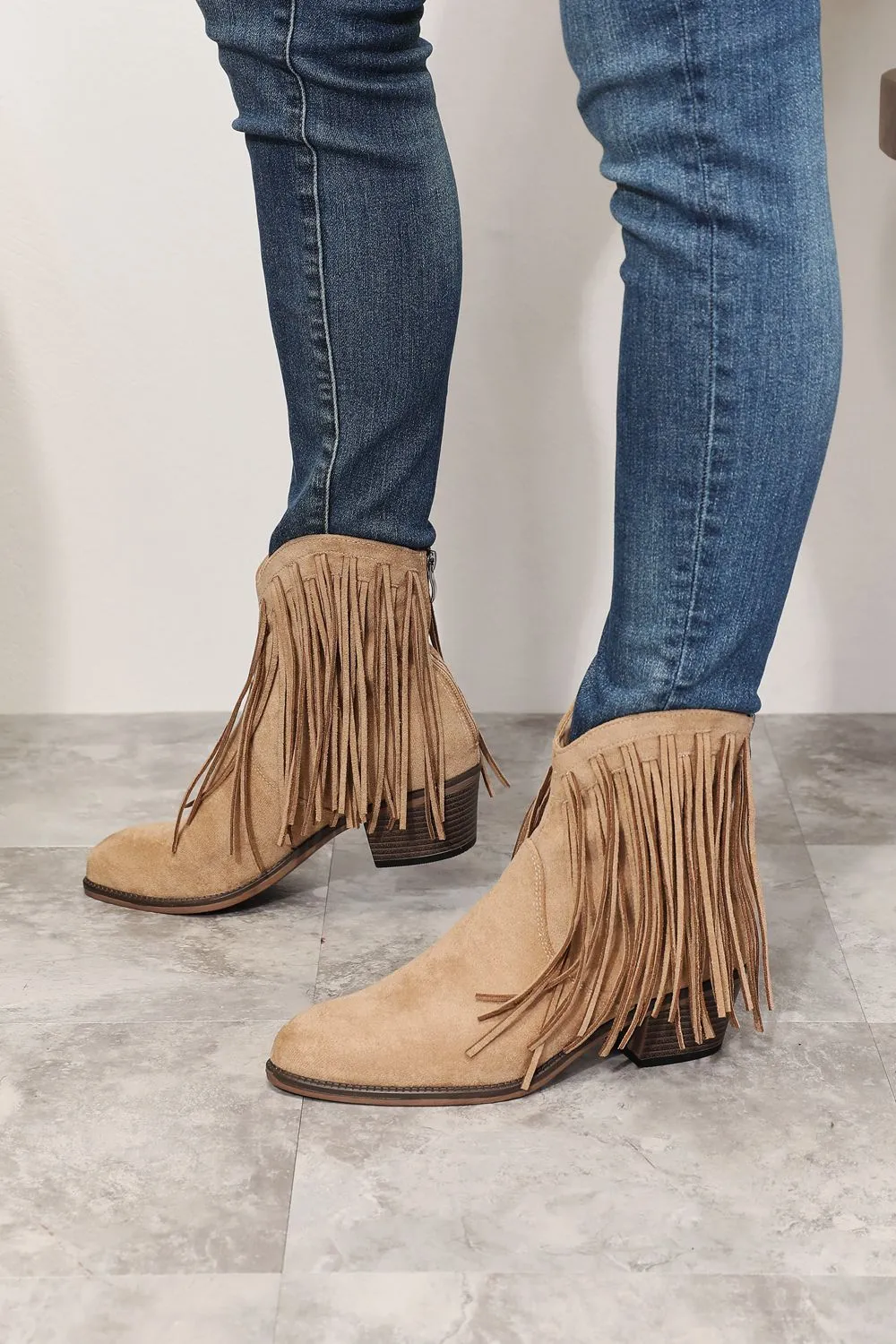 Legend Tan Fringe Cowboy Western Ankle Boots
