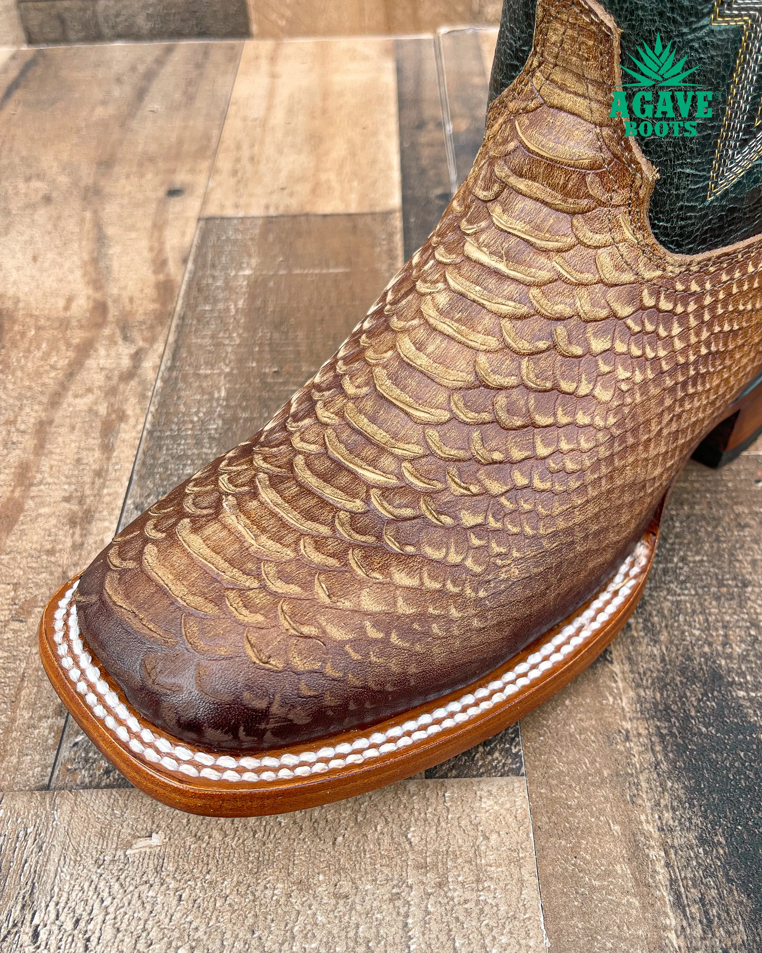 LIGHT BROWN PYTHON | MEN SQUARE TOE BOOTS