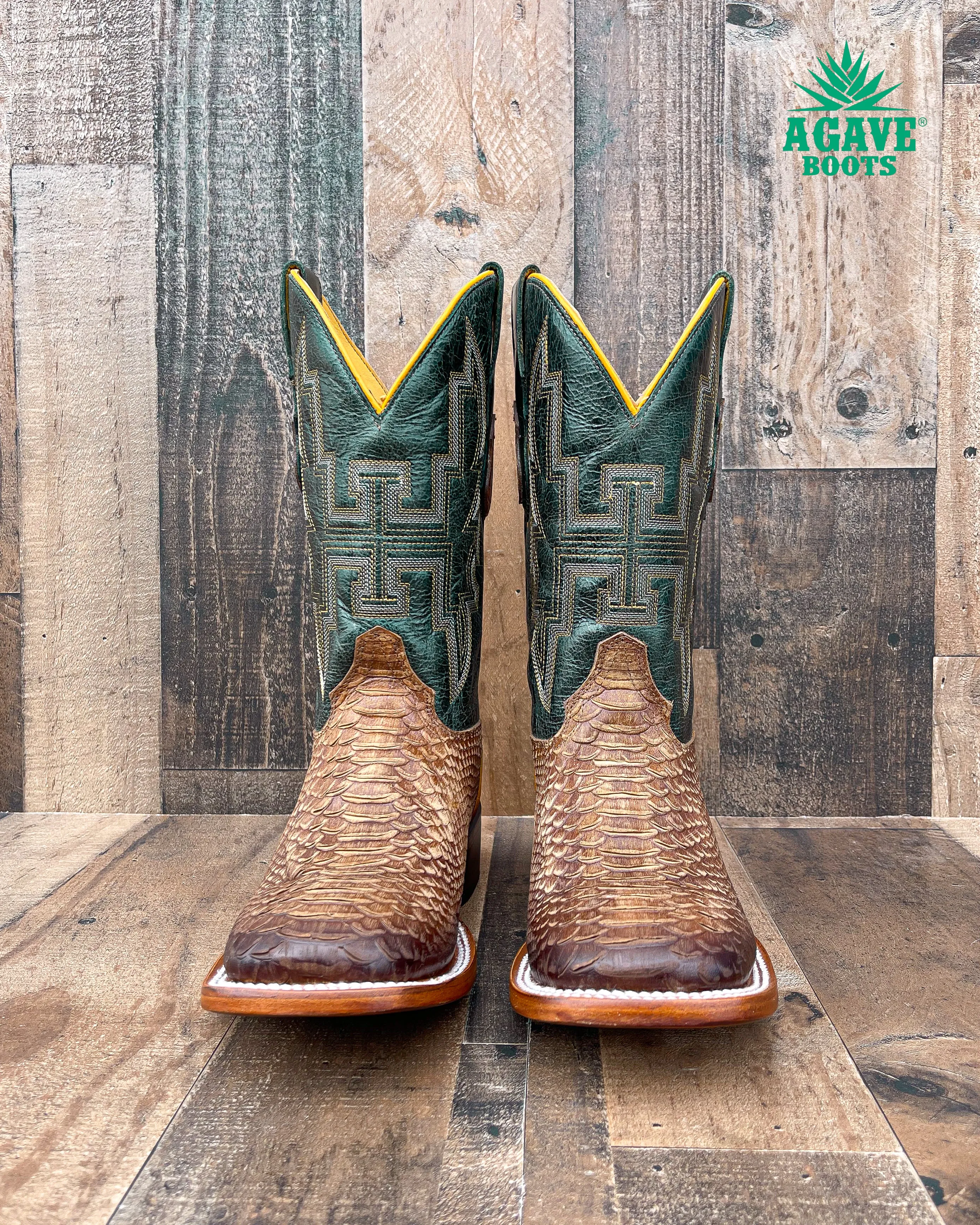 LIGHT BROWN PYTHON | MEN SQUARE TOE BOOTS