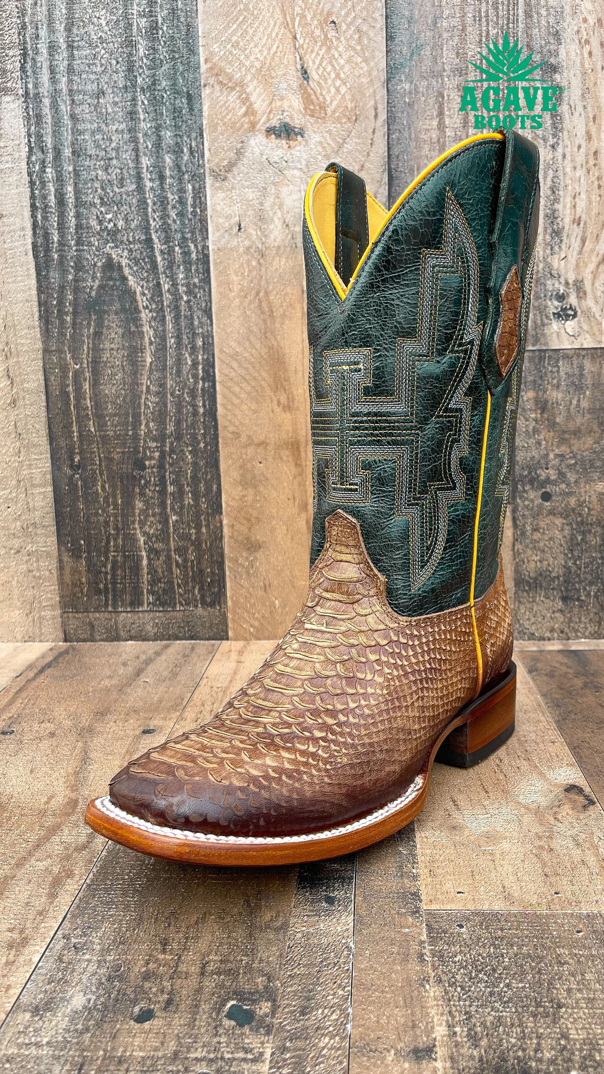 LIGHT BROWN PYTHON | MEN SQUARE TOE BOOTS