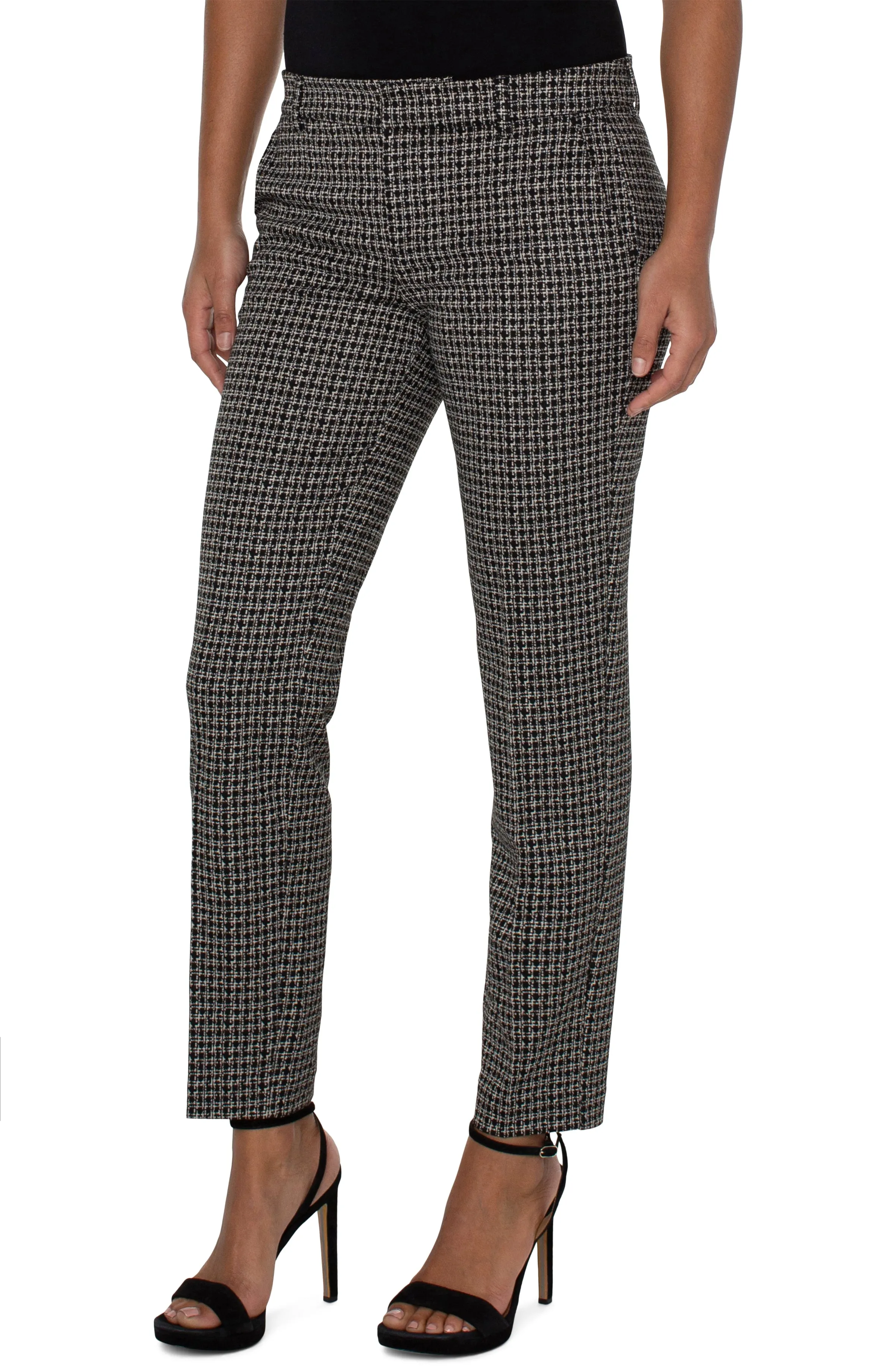Liverpool Kelsey Trouser (29 inch inseam) (black/tan lattice print)