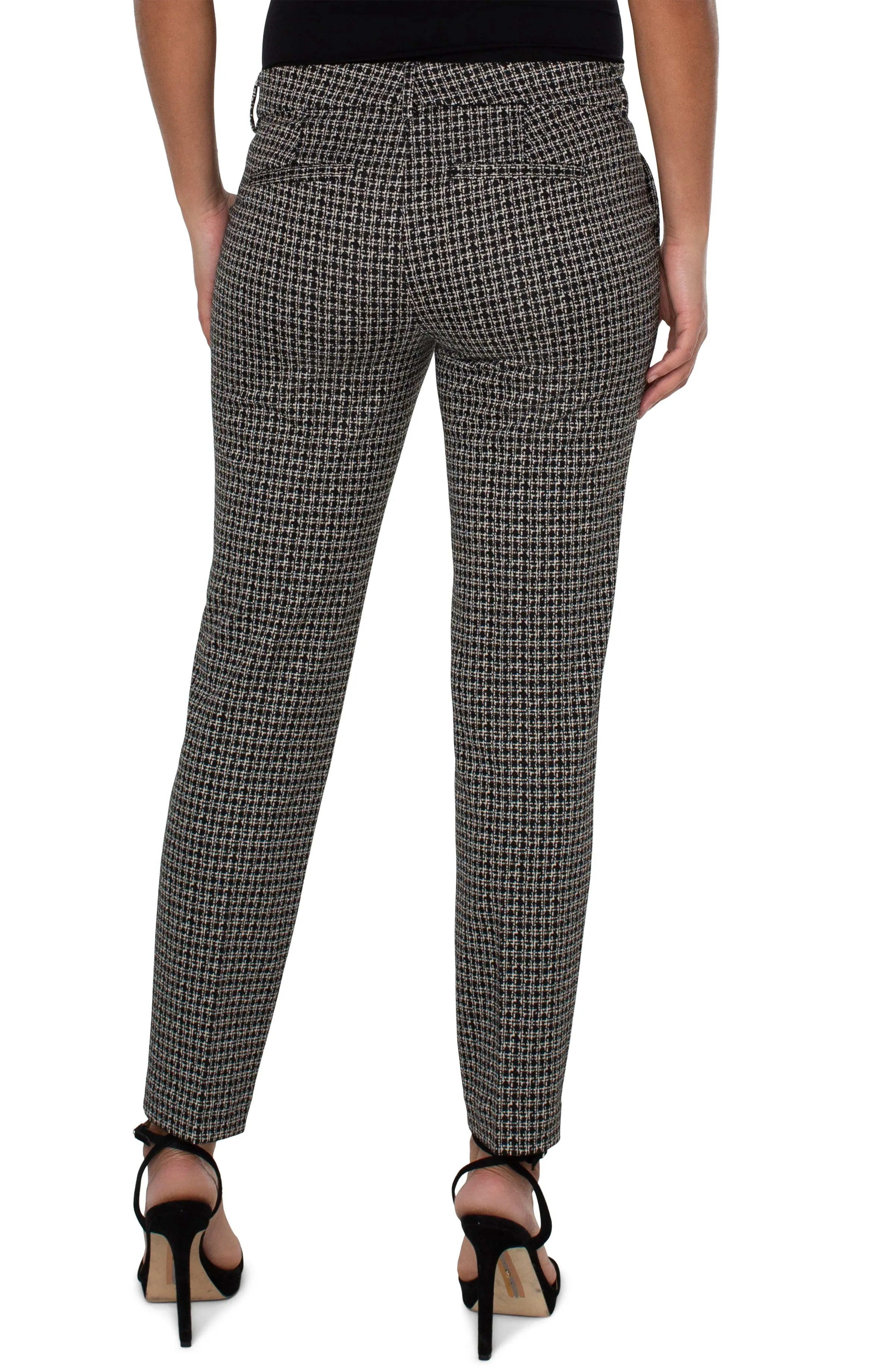 Liverpool Kelsey Trouser (29 inch inseam) (black/tan lattice print)