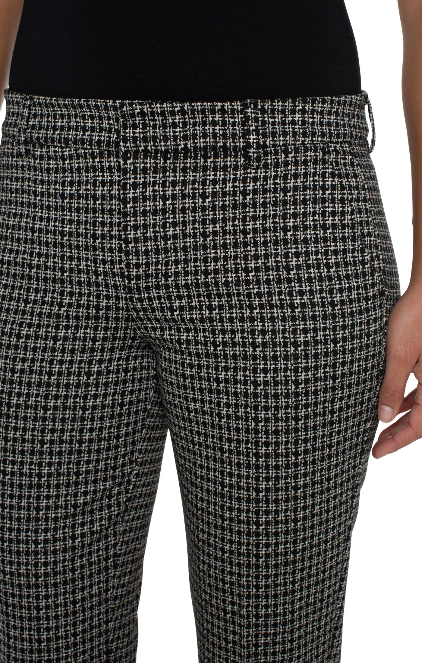 Liverpool Kelsey Trouser (29 inch inseam) (black/tan lattice print)