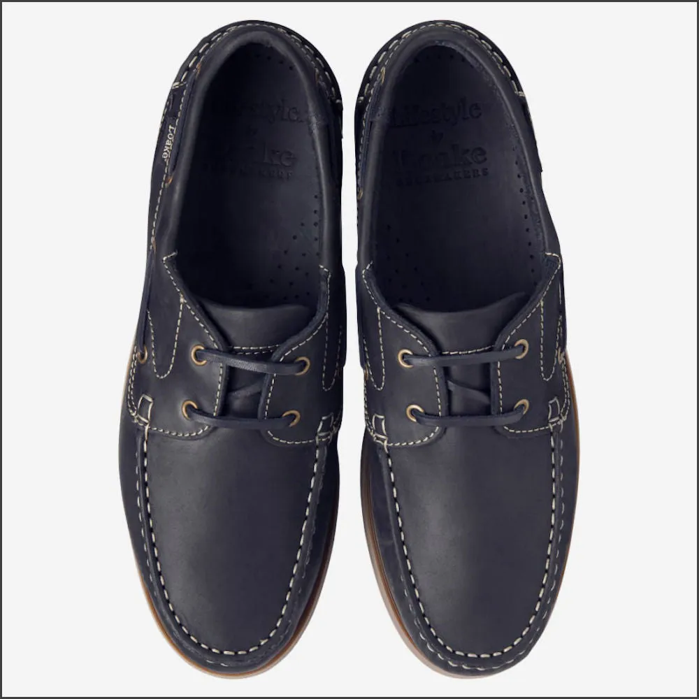 Loake Lymington Navy Nubuck Boat Shoe@