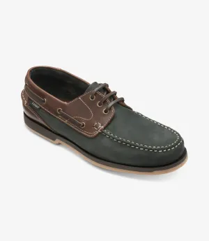 Loake Men's 521N2 Leather Deck Boat Shoes Navy Nubuck Brown Waxed