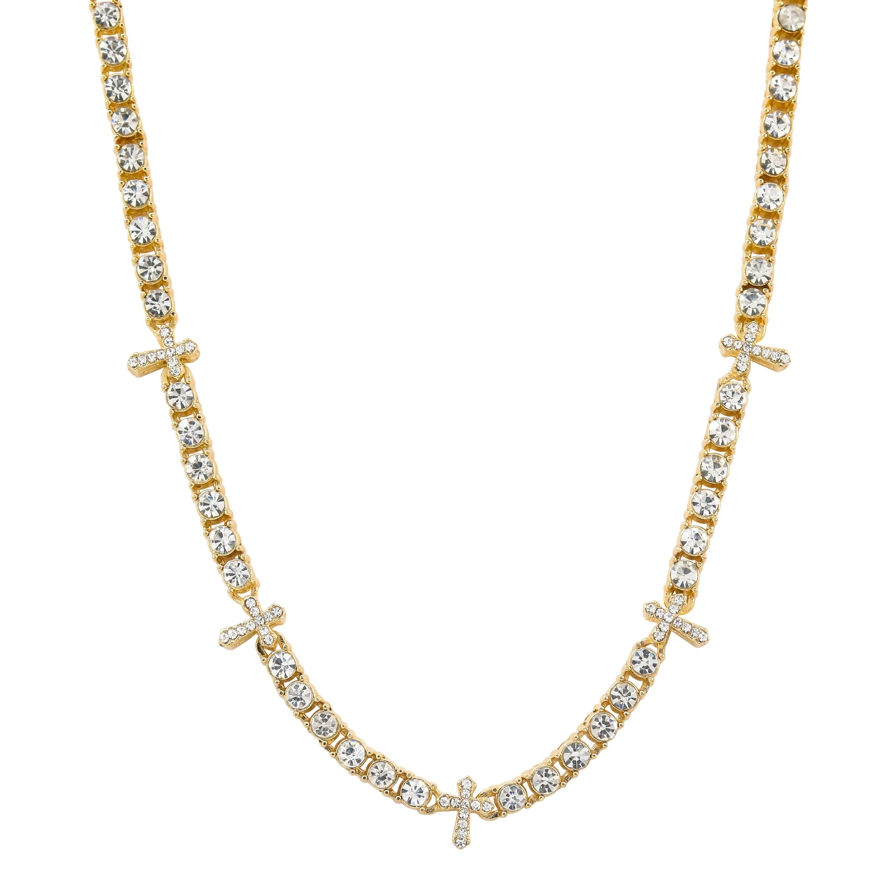 Men's 5mm Iced Out Cross Tennis Chain - 20 inches