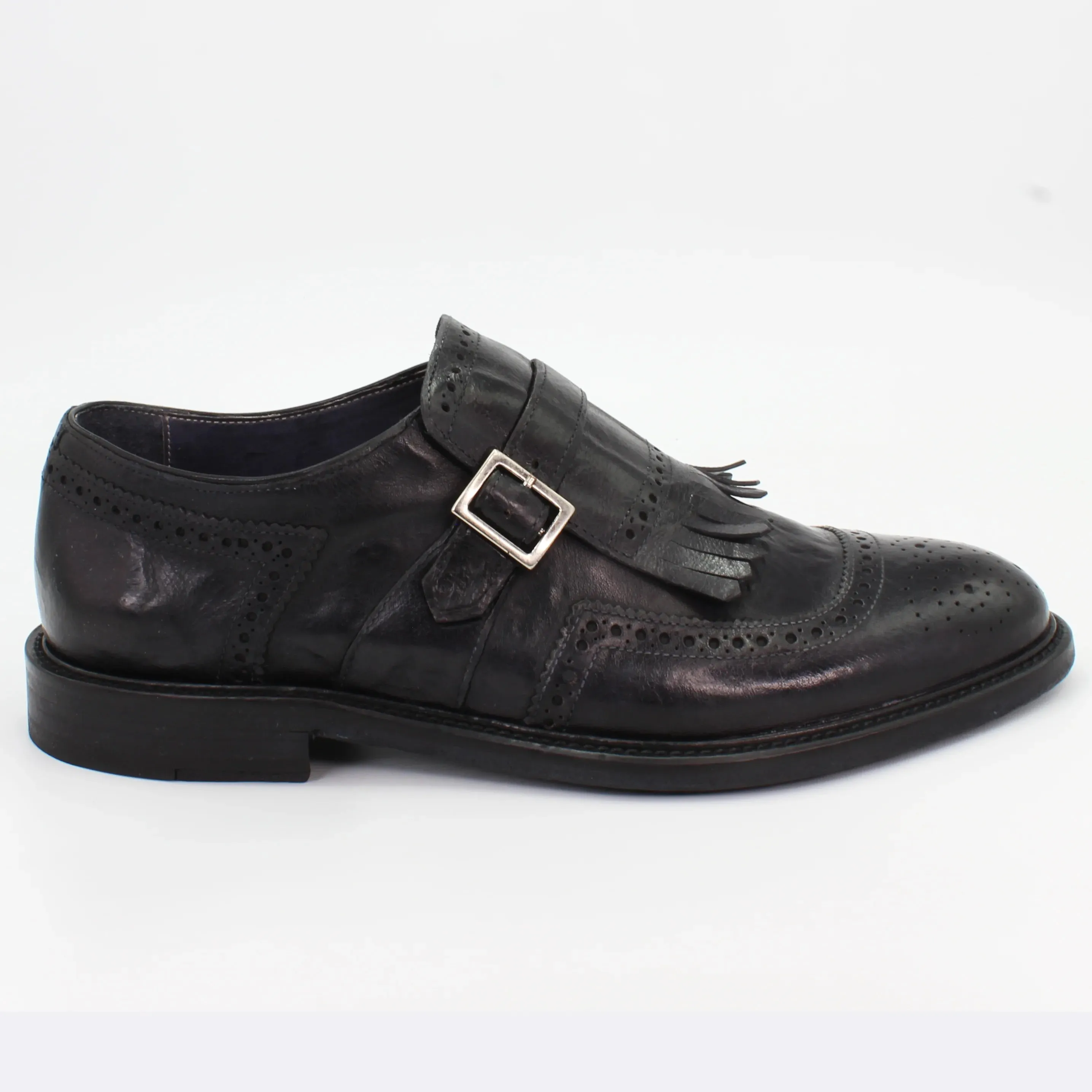 Men's buckle mocassin in calf leather Blu Dark Blue (BRU11272)