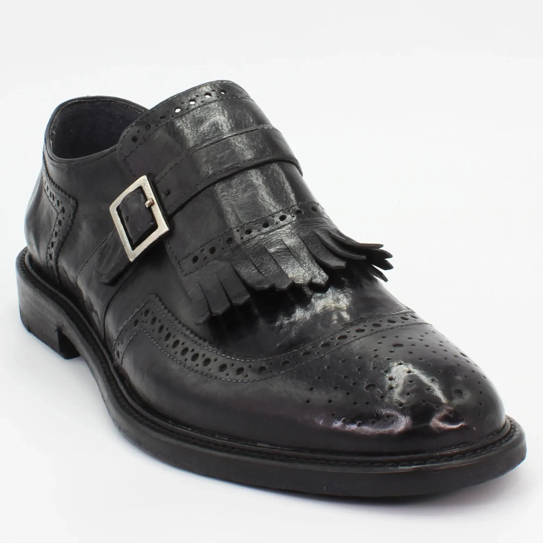 Men's buckle mocassin in calf leather Blu Dark Blue (BRU11272)