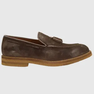Men's Leather Suede Moccasin with Tassels in Taupe (GRU3603/2)