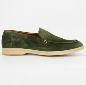 Men's moccasin in calf leather suede verde (GRUElite-10)