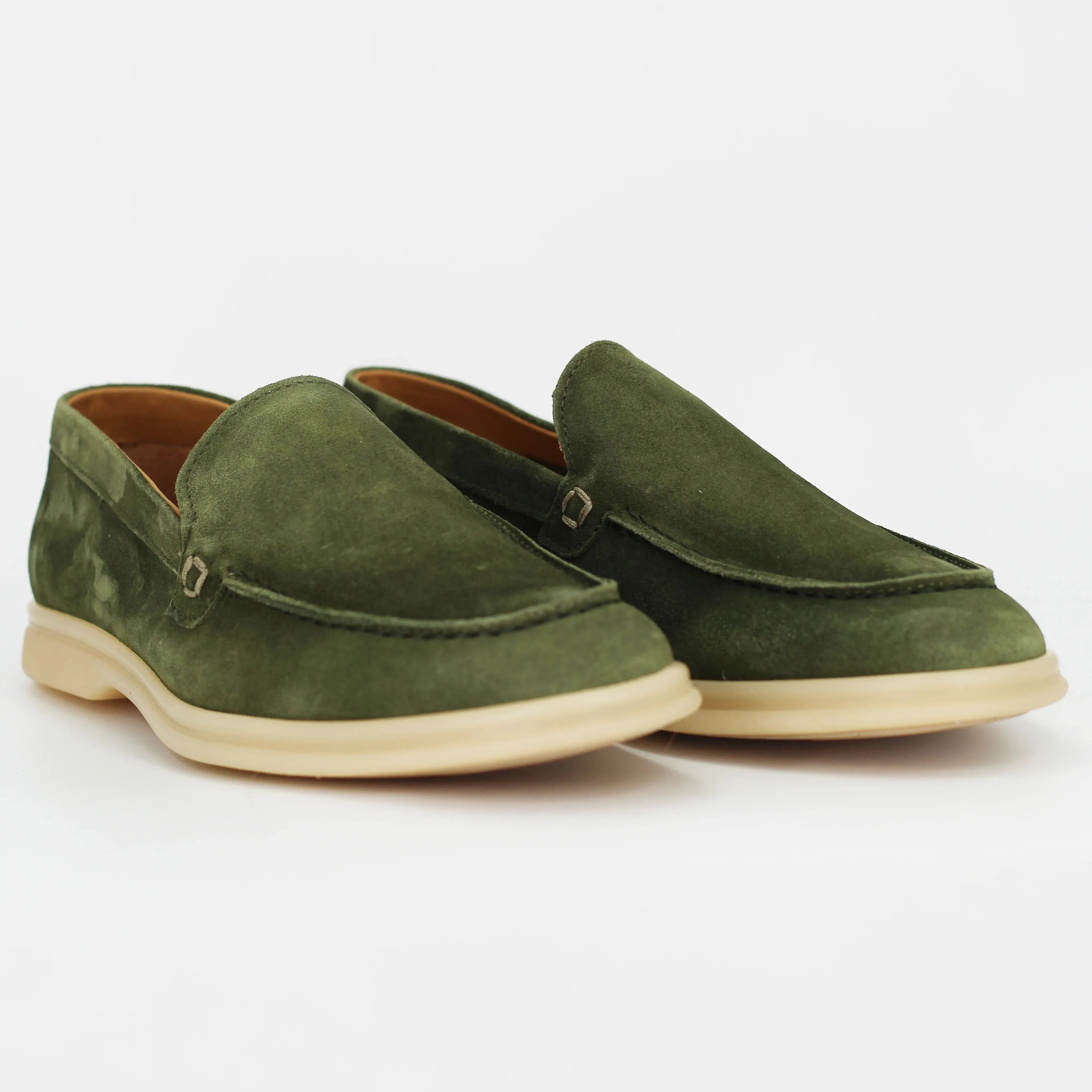 Men's moccasin in calf leather suede verde (GRUElite-10)