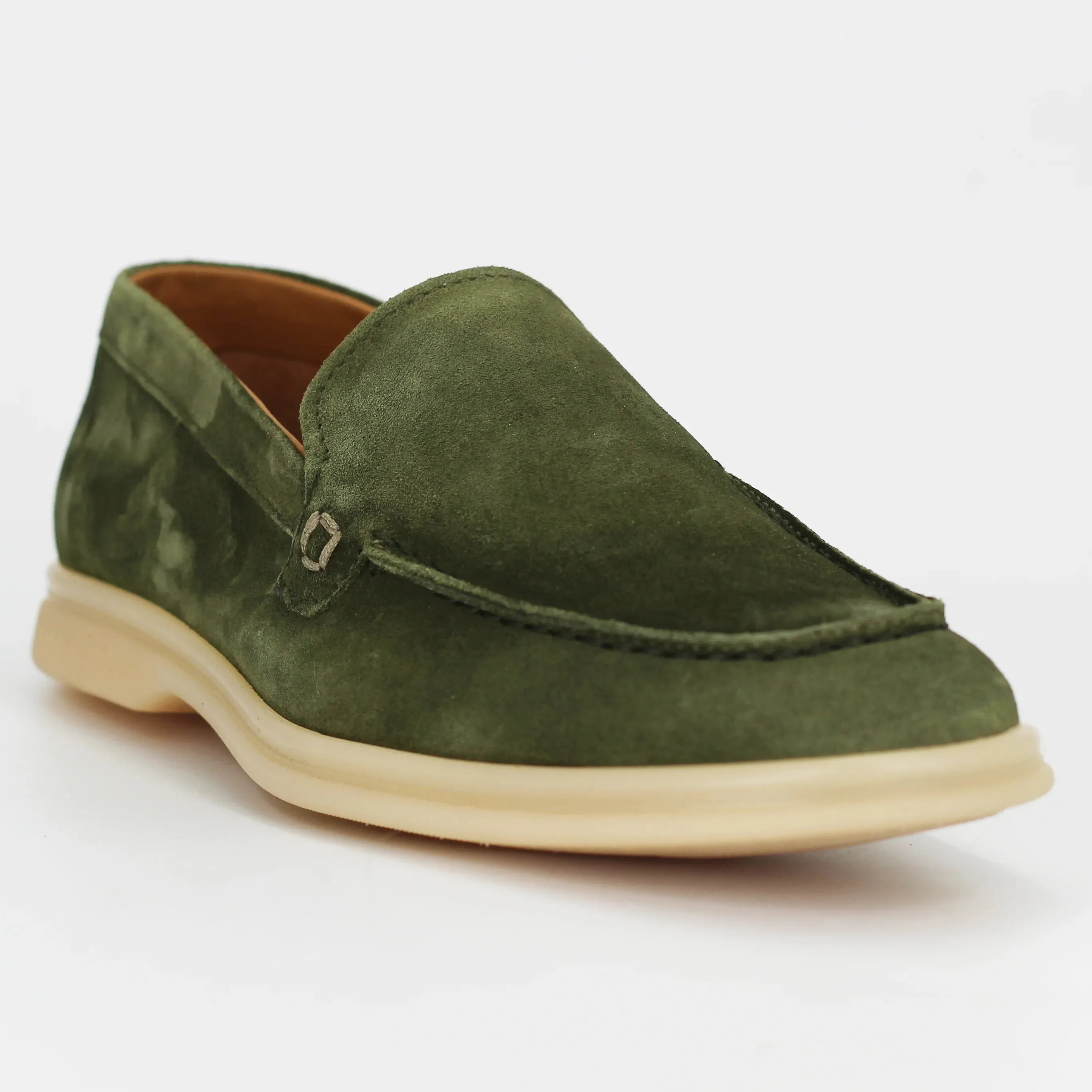 Men's moccasin in calf leather suede verde (GRUElite-10)