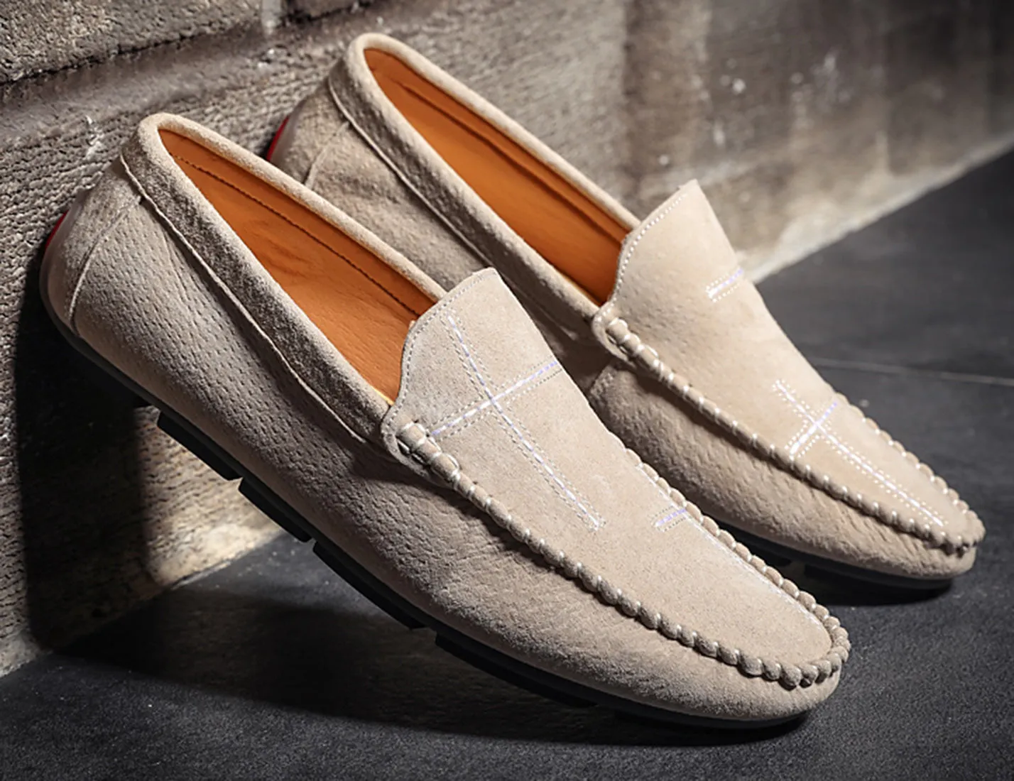 Men's Suede Cross Driving Moccasins