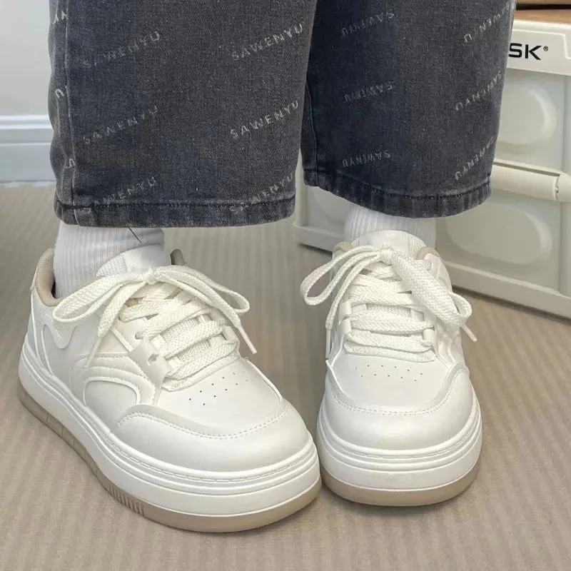 Mqtime White Shoes Woman Casual Platform Sneakers Vintage Kawaii Harajuku Vulcanize Korean School Footwear Tennis Female Flats