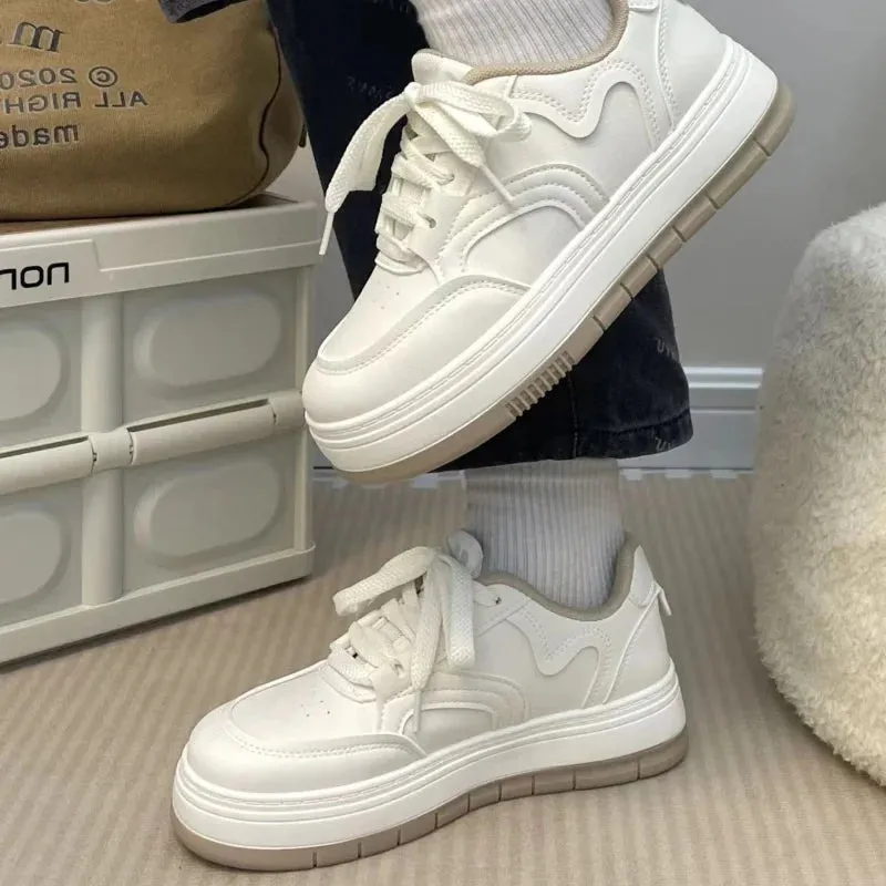 Mqtime White Shoes Woman Casual Platform Sneakers Vintage Kawaii Harajuku Vulcanize Korean School Footwear Tennis Female Flats